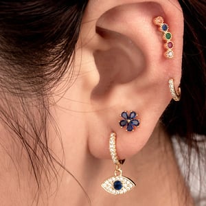 1 Piece Simple Series Flower Copper Gold Color Zircon Women's Stud Earrings h5 Picture2